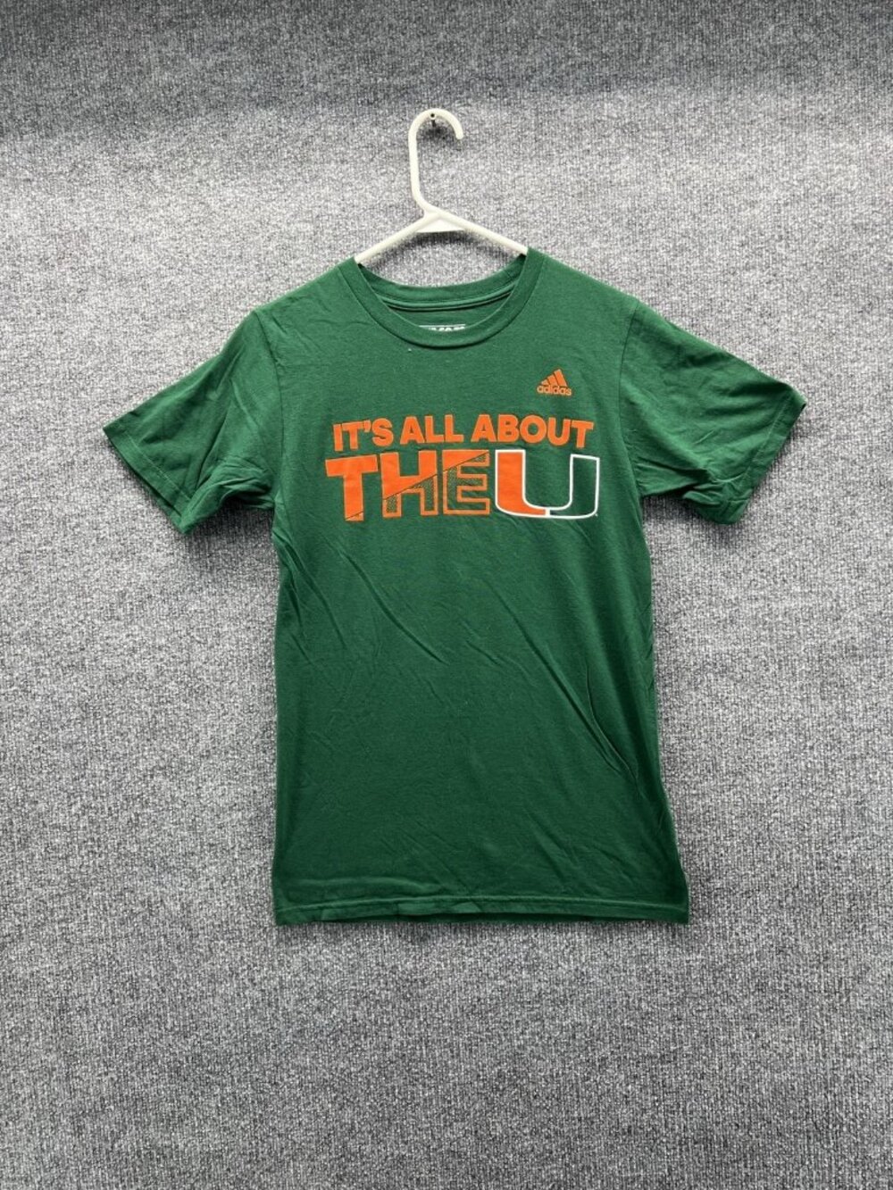 Miami Hurricanes Shirt Mens Small Green NCAA Football Adidas The U Graphic Tee